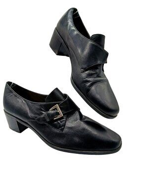 Vintage Hunt Club Womens Black Monk Strap Heels Shoes Size 10.5 Chunky JC Penney